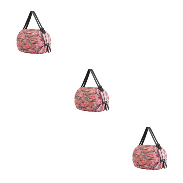 kurtrusly Sac de Rangement Réutilisable Pliable Écologique et Polyvalent Sac de Magasinage Imperméable en Polyester pour Voyage Sac de Plage Sac à Main Rose camouflage Ensemble de 3