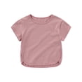 thumbnail image 2 of Cethrio T-Shirts à Manches Courtes pour Filles, Col Ras du Cou T-Shirts d'Été en Coton pour Filles Violet Taille 3-4 T, 2 of 7