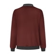 thumbnail image 4 of Womens Fashion Jacket Casual Stand Collar Zip Up Lightweight Coat Fall Color Block Jackets with Pockets Wine S, 4 of 5