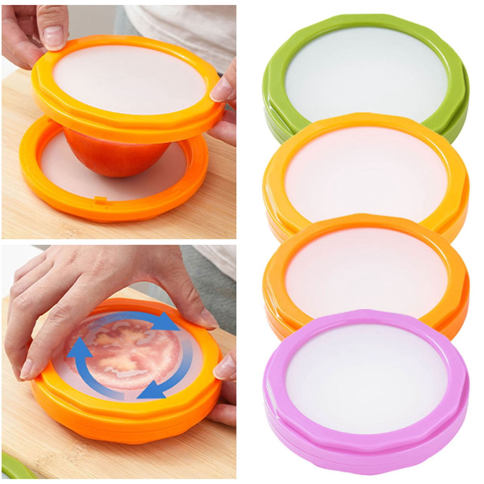 Reusable Silicone Food Storage Containers Set of 4 for Fresh Fruit and Vegetable Preservation in Refrigerator