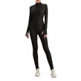thumbnail image 1 of SUNSIOM Combinaison pour Femmes, Manches Longues Col Montant Zippée Unie Coupe Ajustée Barboteuse Décontractée pour Dames, 1 of 6
