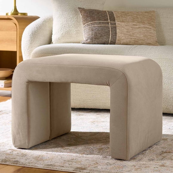 Better Homes & Gardens Juliette Velvet Pouf, Beige