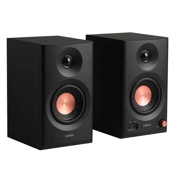 Edifier MR3 Powered Studio Monitor Speakers, Hi-Res Audio Certified Bluetooth V5.4 Active Bookshelf Speaker, 2.0 Computer with Headphone Output RCA AUX Balanced TRS Input - Black (Pair)