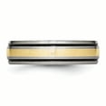 thumbnail image 3 of Titanium Grooved 14k Yellow Inlay 6mm Brushed and Antiqued Band Size 10.5, 3 of 6