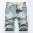 thumbnail image 3 of Cameland Men's Ripped Denim Trunks Stretchy Washed Jeans Trunks Cut-off Classic Fit Biker Jeans Trunks, 3 of 6