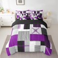 thumbnail image 2 of Erosebridal Geometric Stripe Bedding Sets Twin Size,Rectangle Lines Comforter Sets with Sheets,Patchwork Decor,Reversible,7pcs, 2 of 5