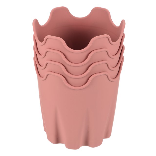 Unique Bargains 4' Silicone Round Flower Pot Planter Decorative Container, Pink 4 Pack