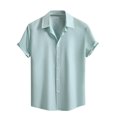 thumbnail image 1 of Kaemgyyd Button down Shirt for Men Plus Size Short Sleeve Lapel Summer Vacation Wedding Tops Breathable Solid Color Work Tee, 1 of 7