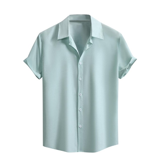 Kaemgyyd Button down Shirt for Men Plus Size Short Sleeve Lapel Summer Vacation Wedding Tops Breathable Solid Color Work Tee