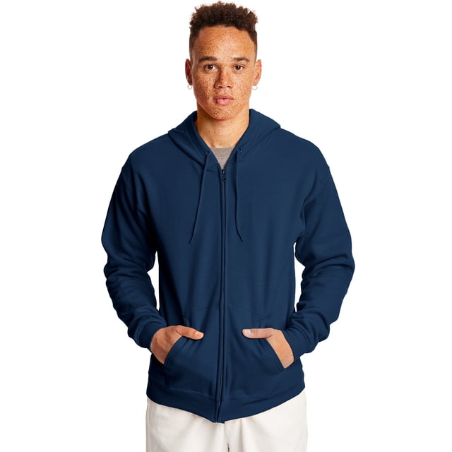 Hanes Mens ComfortBlend EcoSmart Full Zip Hoodie, XL, Navy