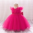 thumbnail image 4 of Toddler Mesh Tutu Dresses Ruffle Sleeve Multi-layer Tulle Flower Wedding Birthday Summer Baby Girls Dress 6M-3Y, 4 of 9