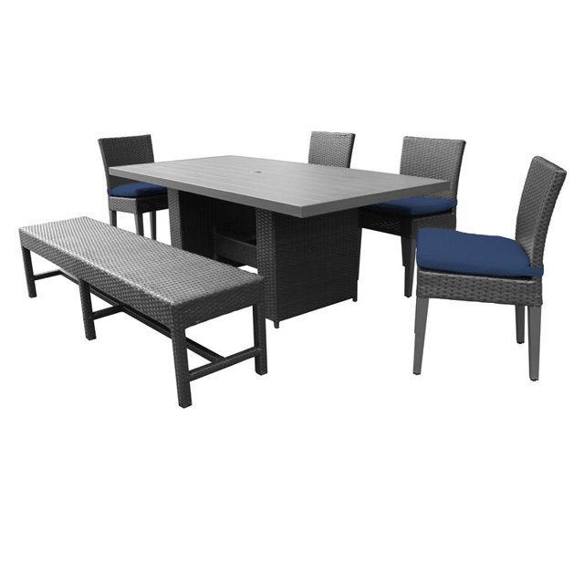 Belle Table de Salle à Manger Rectangulaire pour Patio Extérieur avec 4 Chaises 1 Banc