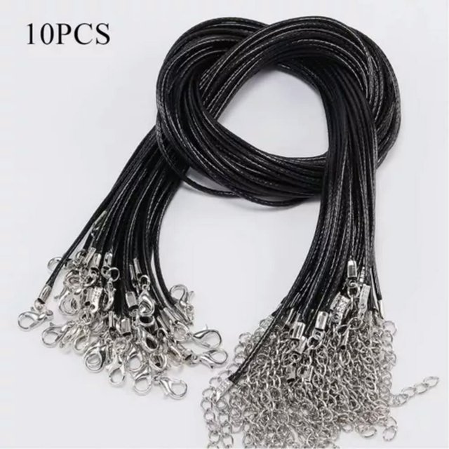 CHUANK 10Pcs Leather Wax String Lobster Clasp Chain Pendant Necklace Rope Cords DIY 2MM-coffee-2mm