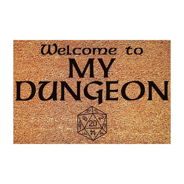 Tapis de Porte d'Été Tapis d'Intérieur Tapis de Porte d'Entrée Tapis d'Extérieur Antidérapants et Lavables Paillasson Saisonnier d'Été Présentant un Motif Humoristique « Welcome to My Dungeon » avec un Graphique de dés D20. Fait de polyester, Ce Tapis 16x24 Pouces Est Absorbant, Antidérapant et Lavable, Idéal pour les Portes d'Entrée, patios Ou Entrées. le Tapis Multicolore Ajoute une Touche Amusante et Décorative à Votre Maison Tout en Gardant les Planchers Propres et Secs.