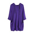 thumbnail image 1 of hotojiny Plus Size Spring Clothes for Women Soft High-Low Long Sleeve Rolled Sweatshirt Oversized Lightweight Hooded Drawstring Pullover, 1 of 3