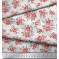 thumbnail image 2 of Soimoi Tissu en Jersey de Coton Imprimé Feuilles & Roses au Mètre 58 Pouces de Large, 2 of 3