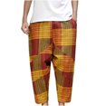 thumbnail image 1 of Birdeem Mens Pants Mens Fashion Drawstring Elastic Waist Solid Color Casual Retro Nationality Length Pants, 1 of 12