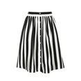 thumbnail image 1 of Unique Bargains Jupe Midi Évasée à Rayures pour Femme, Boutonnée devant, Dos Élastique, 1 of 7
