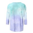 thumbnail image 5 of Besolor T-Shirts à Manches 3/4 pour Femmes, Tendance, Col Ras du Cou Teinture sur Nœuds, Hauts Décontractés Amples, Blouse T-Shirts pour Sorties, 5 of 5