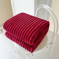 thumbnail image 4 of Wine 100Cm Four-Season Fleece Blanket Thick Ribbed Design Microfiber Machine Washable #02CJf, 4 of 6