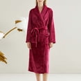 thumbnail image 2 of Womens Soft Warm Robe, Fleece Thick Long Sleeve Bathrobe, Unisex Fall Winter Flannel Pajamas Robes with Pockets L, 2 of 9