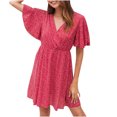 thumbnail image 4 of SMihono Robe d'Été Grande Taille pour Femmes 2023 Mode Imprimée Décontractée Printemps et Été Col en V Manches Courtes Longueur Genou, 4 of 4