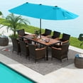 thumbnail image 1 of Costway 11 PCS Patio Dining Set with 15ft Double-Sided Patio Umbrella (Base Included) Mix Brown, 1 of 10