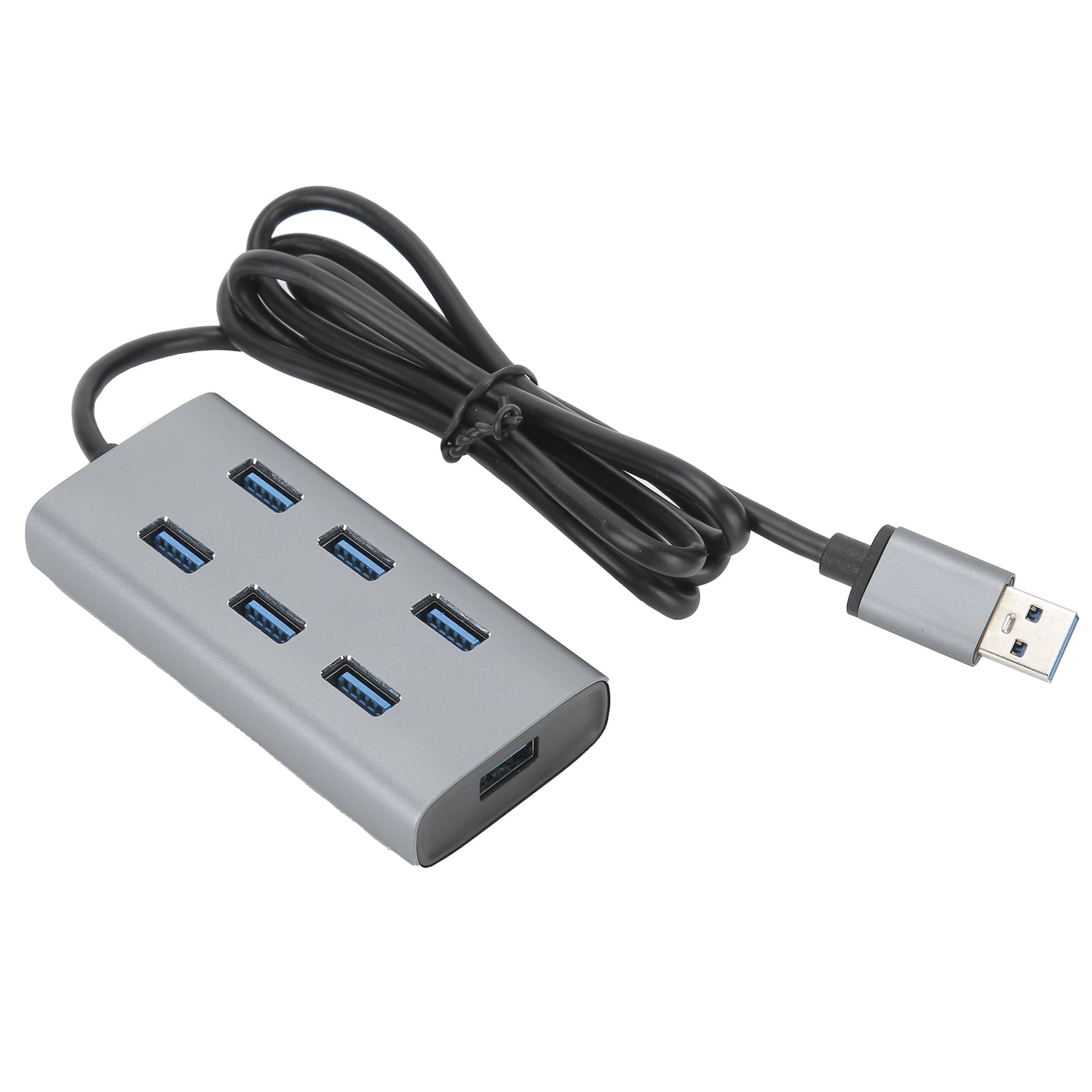 USB Station, Stable Portable Plug And Play Gray USB Hub, 7 Port For Laptop PC Support USB 3.0 / USB 2.0 Laptop Hub