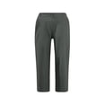 thumbnail image 4 of Timegard Cropped Pants for Women Capris Summer Casual Button Ruffle Elastic Waist Solid Color Lounge Pants, 4 of 4