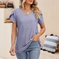 thumbnail image 2 of Birdeem Fashion Womens Casual Solid Color V Neck Short Sleeve Tops Loose Blouses, 2 of 11