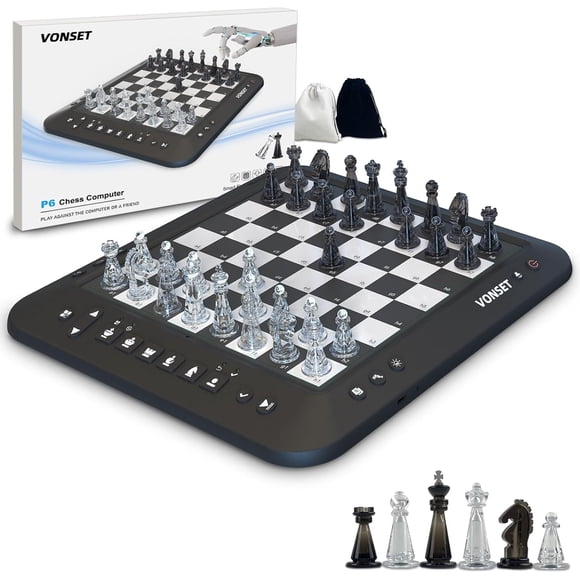 Vonset P6 Chess Computer, Talking Smart Electronic Chess Board with LED for Kids and Adults