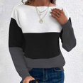 thumbnail image 2 of cfhntfmh Sweaters pour Femmes Pull à Manches Longues Col Rond Décontracté Doux Tricoté Automne 2024 Color Block, 2 of 7