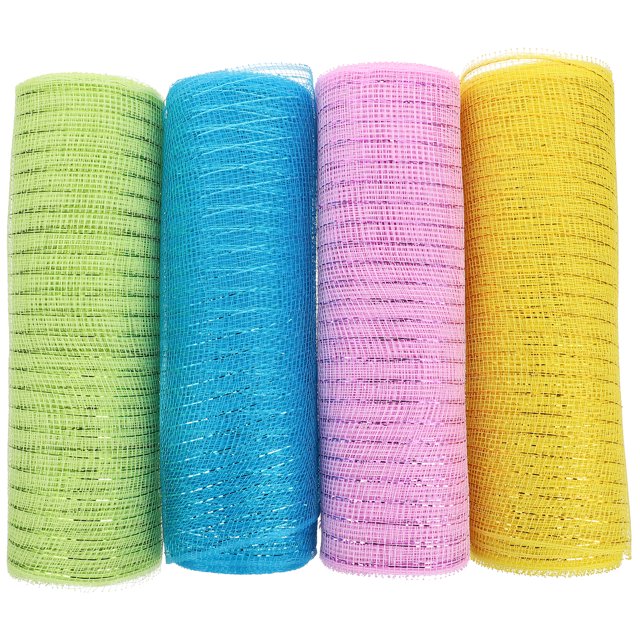 4 Rolls Mesh Ribbons Poly Mesh Ribbons Easter Wreath Making Mesh Ribbons