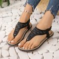 thumbnail image 4 of Hyknon Sandals for Women Large Size New Toe Clip Rhinestone Sandals Elastic Flat Shoes Arch Support Comfortable Sandals, 4 of 5