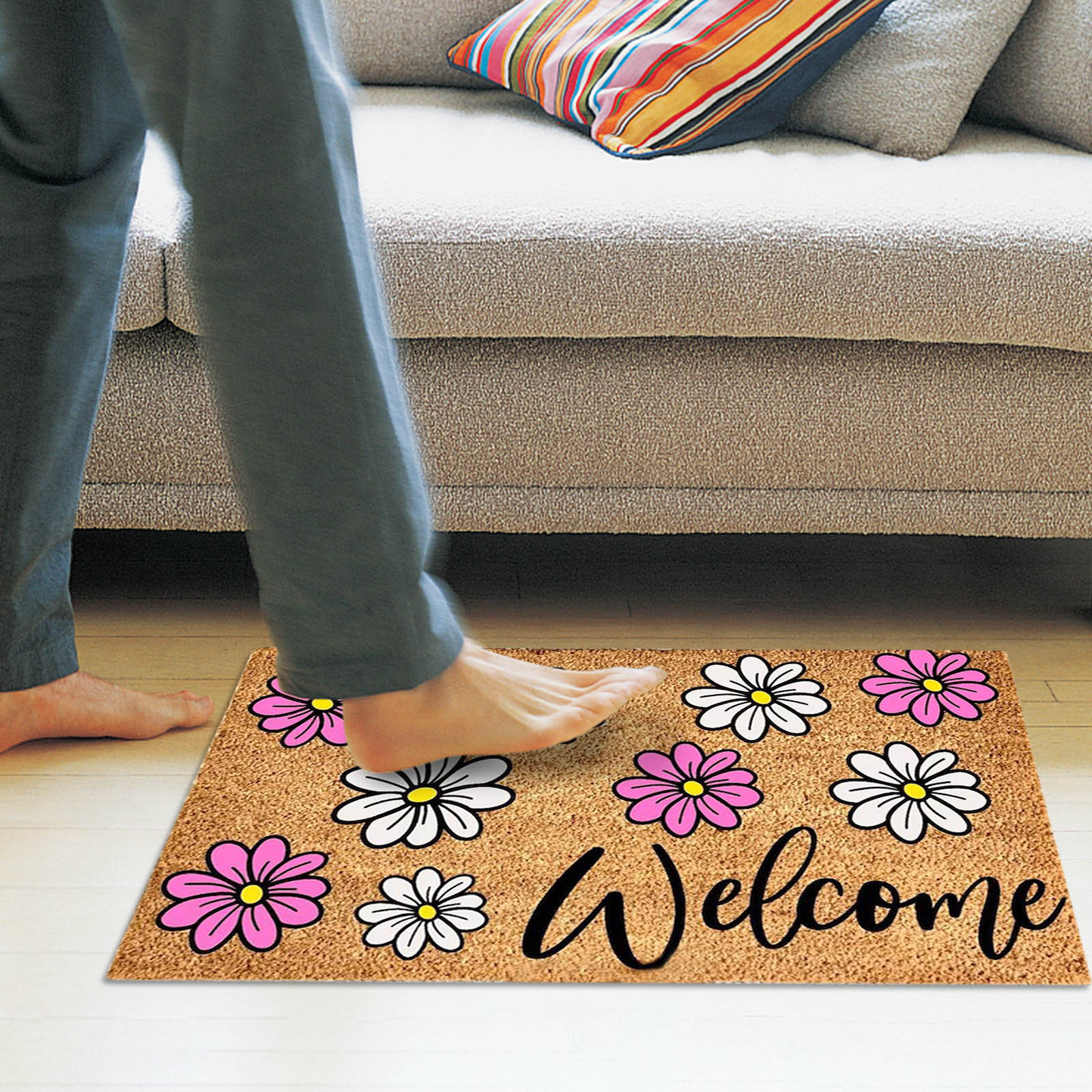 EARKITY Tapis de Porte d'Été, Tapis de Bienvenue pour Porte d'Entrée, Tapis de Porte d'Été Extérieur, Tapis d'Entrée pour Porte d'Entrée, Tapis de Porte d'Entrée Intérieur Extérieur - Antidérapant