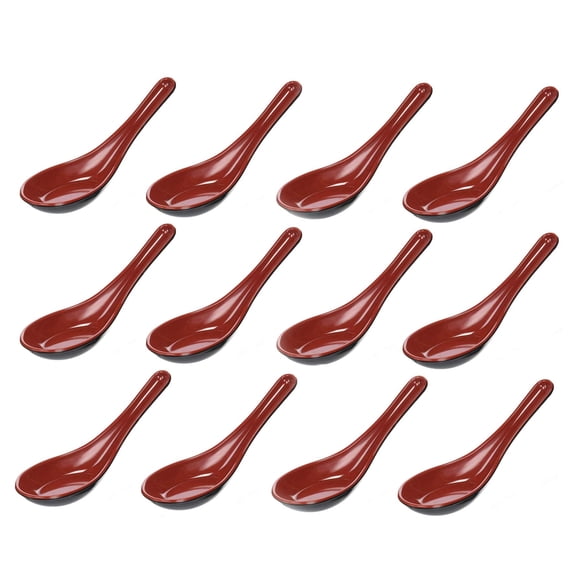 JapanBargain 2384, Set of 12 Soup Spoons Asian Chinese Wonton Japanese Soba Spoon Rice Spoon Ramen Noodle Spoon Vietnamese Pho Spoon, Black Red