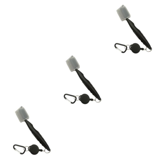 Ruiboury Golf Club Brush Portable Handheld Replacement Double-sided Ball Shoe Brushes Black with Lid 3Set