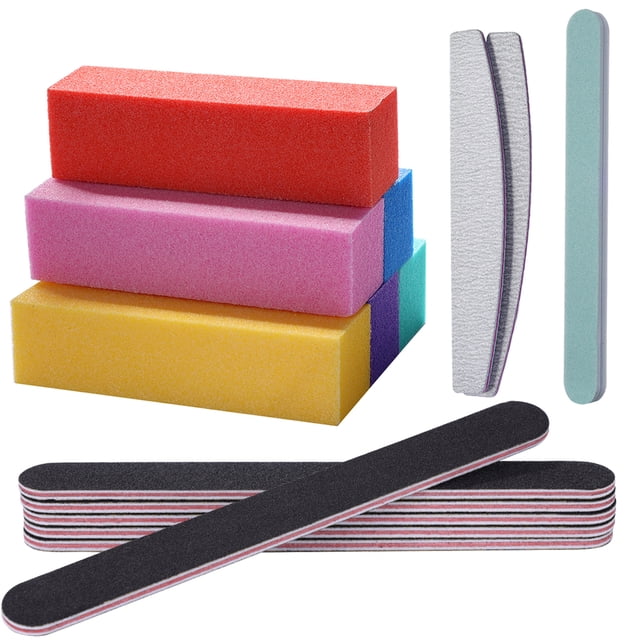 Nail Files & Buffer Manicure Tools Kit Rectangular Nail Art Care Buffer Block Tools Double-sided Nail Files & 4-Sided Nail Buffer