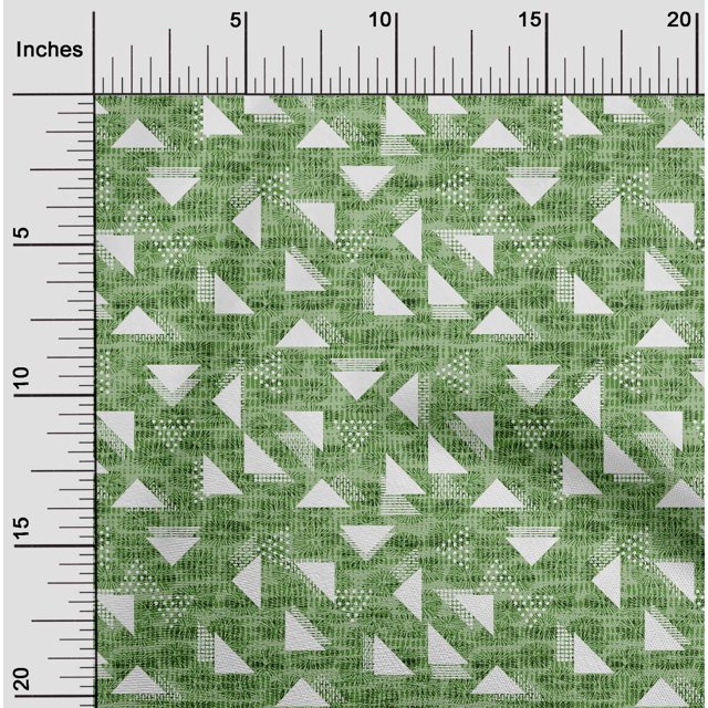 oneOone Velvet Forest Green Fabric Texture & Triangle Geometric Fabric For Sewing Printed Craft Fabric By The Yard 58 Inch Wide