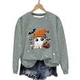 thumbnail image 1 of LMKIHUSA Chandails d'Halloween Fantôme pour Femmes Mode Décontractée Automne 2025 Chandail Kawaii Graphique Brillant Col Rond Chandail à Manches Longues Hauts Saison Effrayante Gris,TTTG, 1 of 8