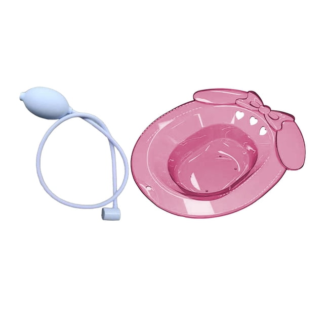 Esquirla Sitz Bath Multipurpose Sturdy Anti Overflow Soak Pan for Bathroom Dorm Hotel Pink with Flusher