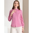 thumbnail image 3 of INSPIRE CHIC Blouse à Boutons pour Femmes à Col Montant avec Goutte d'Eau, Dos Plissé, 3 of 6