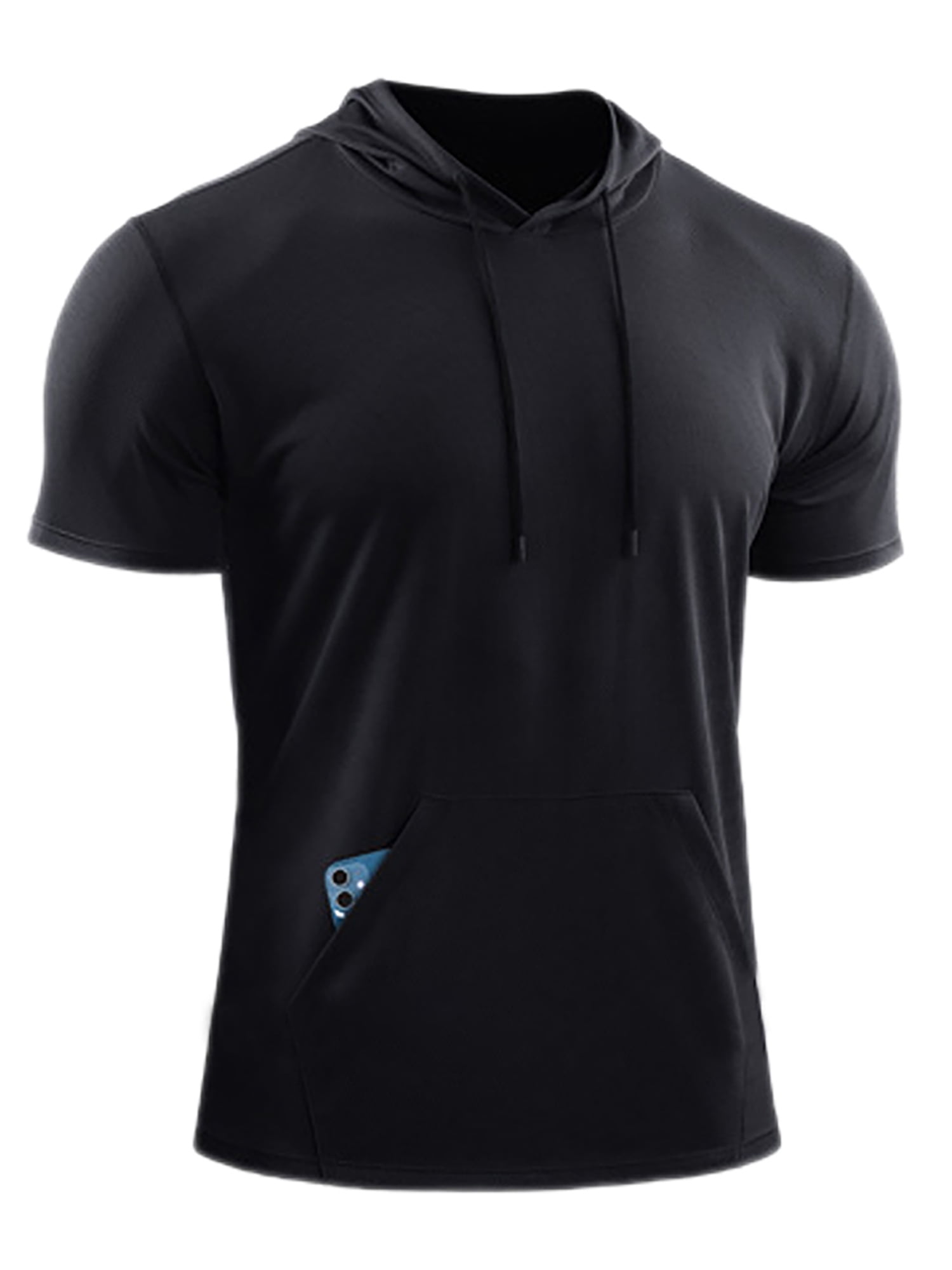 MAWCLOS Mens Summer Hooded T-Shirt Running Basketball Athletic Tops Workout Muscle Shirts