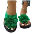 thumbnail image 4 of WLOELOEW Women'S Plus-Size Beach Sandals With Floral Pattern Thick Sole For Summer Army Green Cloth Material Size 6 Us 9.25 Inches, 4 of 9