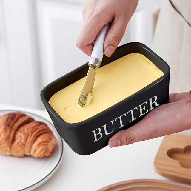 Yhmxh Kitchen Organizers And Storage New Ceramic Butters Box Cheese Butters Box Nordics Style Butters Storage Ceramic Jar Ceramic Yellow Jar
