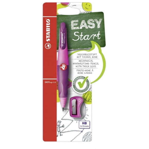 (Rose) - Crayon d'Écriture - STABILO EASYergo 3.15 Droitier Rose/lilas + Aiguiseur