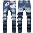 thumbnail image 1 of TIMIFIS Men's Slim-Fit Stretch Jean Fashion Trend Micro Elastic Slim Tie Elastic Small Straight Leg-BlueFall, 1 of 1