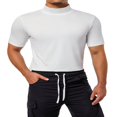 thumbnail image 3 of T-Shirt à Col Montant pour Homme à Manches Courtes, Chandail de Base, Tricot de Corps Extensible, Haut Léger, 3 of 6