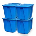 thumbnail image 1 of HOMZ Heavy-Duty Solid 32-Gallon Large Storage Bins with Lids, Blue, 4 Pack, 1 of 9