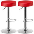 thumbnail image 1 of Giantex Tabouret de Bar 2 Pcs, Tabouret de Bar Rond Moderne Pivotant Sans Dossier, Chaise de Bar Sans Accoudoirs en Cuir PU avec Hauteur Réglable, Repose-Pieds Chromé, Cadre en Métal Robuste pour Cuisine Salle à Manger Salon Bistro Pub, Rouge, 1 of 8